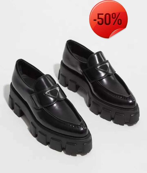 designer shoes soft cowhide platform sneakers loafers rubber black white shiny leather chunky round head sneaker thick bottom increase shoe